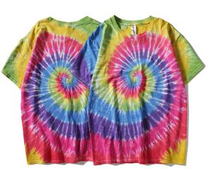 China Customized high quality cotton short sleeve o neck street hand dyed Rainbow t shirt wholesale