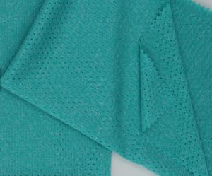 China Heather Green Cationic Jacquard Jersey Knit Fabric Soft With Butterfly Holes wholesale