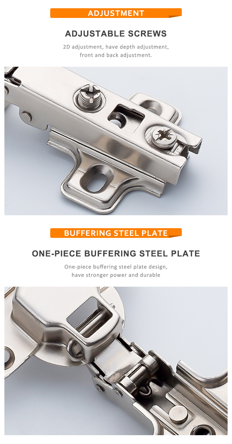 Two Hole SS201 Iron Heavy Duty Cabinet Metal Door Hinges Polished