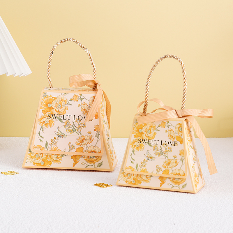 Christmas Square Shopping Candy Logo Printed Paper Bags Custom Order and Shopping Bag