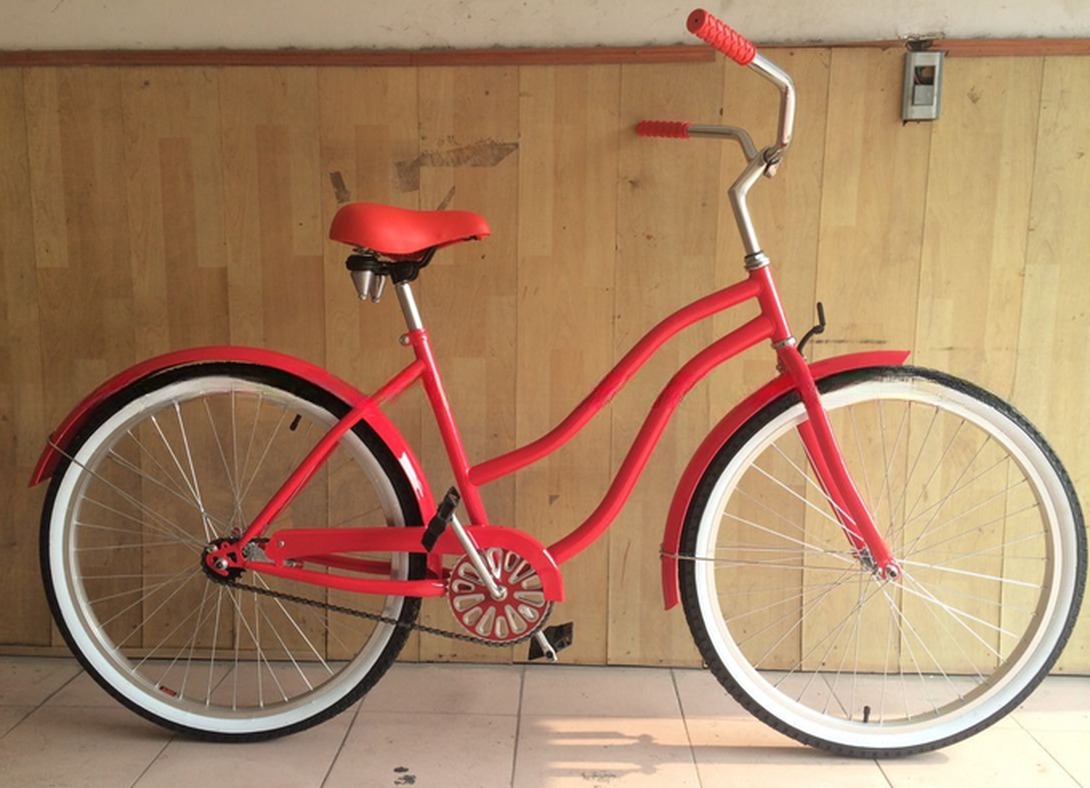 26" Women's Step Thru Beach Cruiser Bike with Single Speed Gears and Aluminum Rims