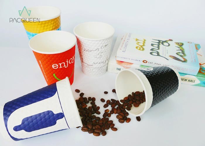 Embossed Takeaway Hot Beverage Disposable Cups Heat Resistant For Coffee / Tea