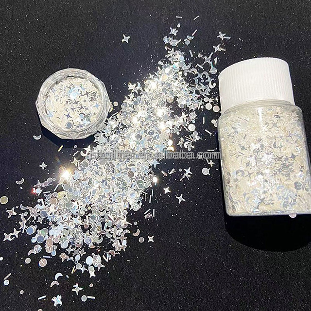 Solvent Resistant Flax Flash Mirror Silver High Flash Silver Anomalous Star Moon Quadpoint Star Mixed Glitter 180-200°C