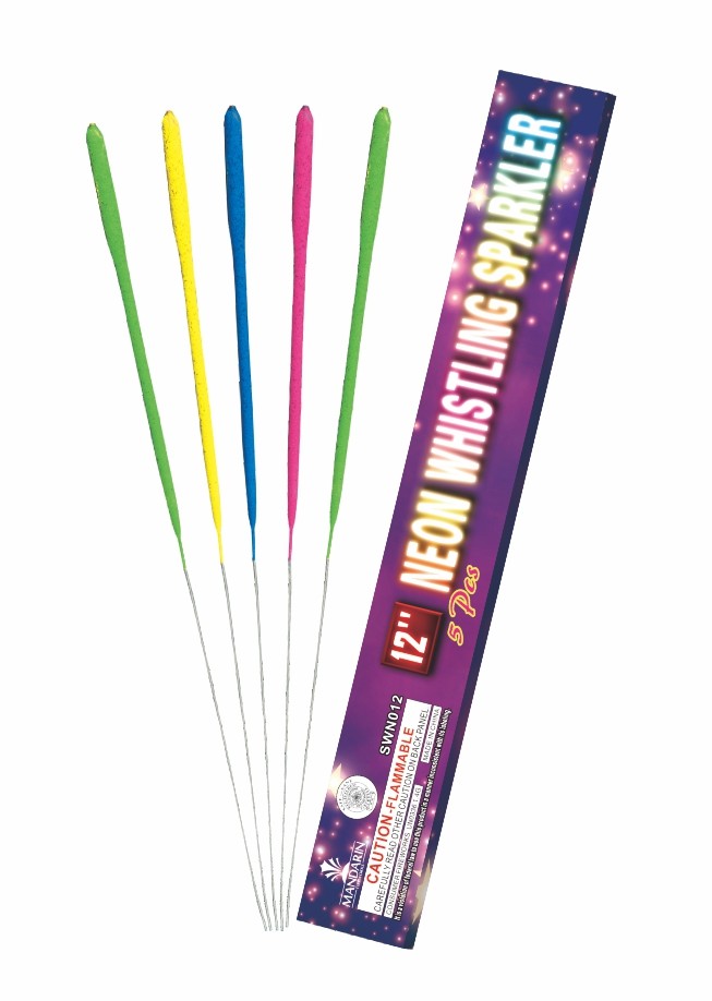 12 Inch Neon Whistling Firework Sparkler Colorful Cake Fountain Sparkler With Gold Effects
