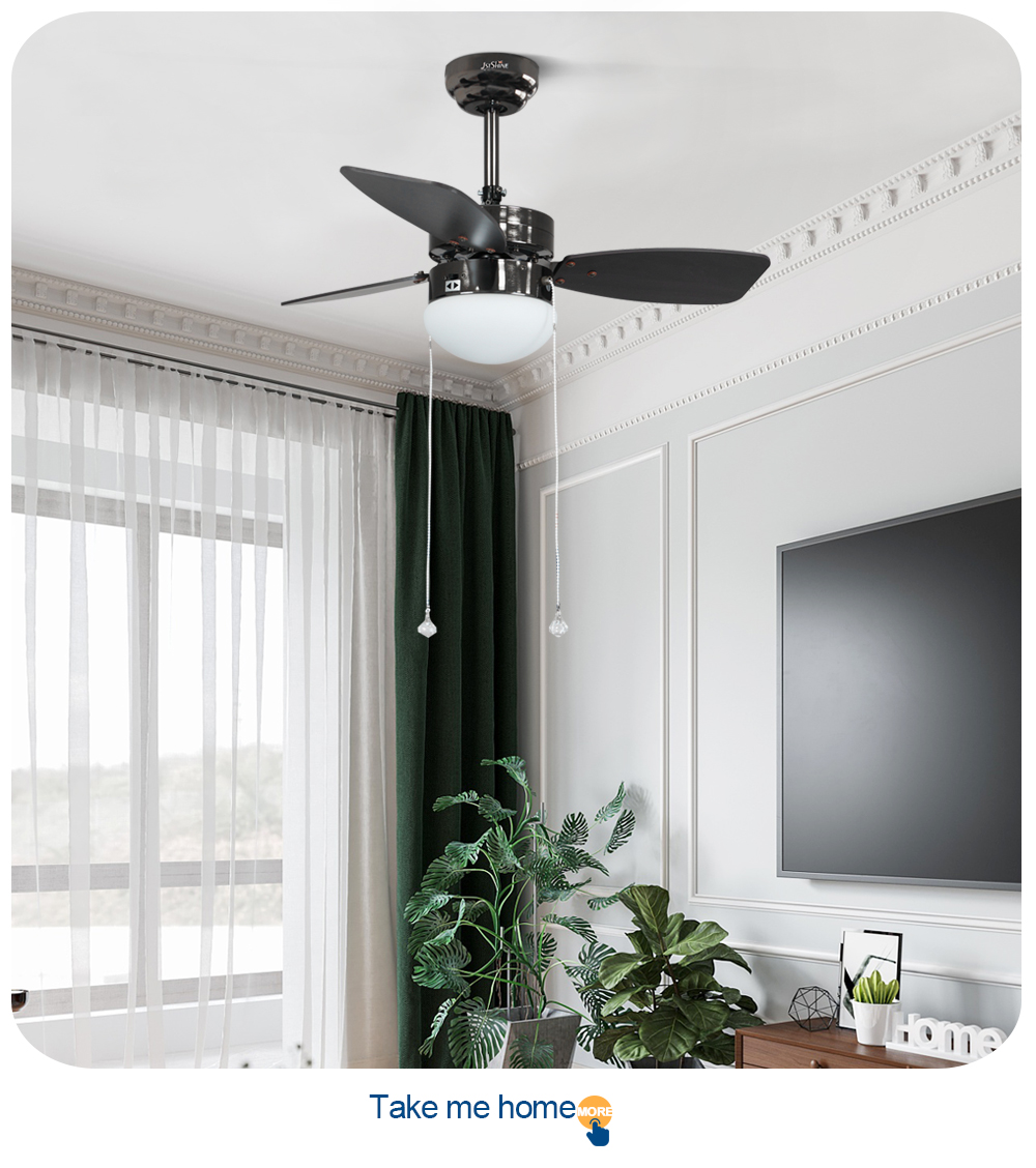 1stshine 30 Inch Pure Copper Reversible Motor Ceiling Fan with Pull Chain Small Size