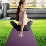 Blue Double Side TPE Yoga Mat , 6mm Non Slip Yoga Mat With Position Line