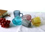 Lead Free Embossed Solid Colored Glass Mug, Vintage Coffee Glasses