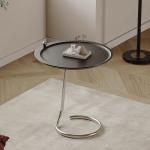 Shiny Silver Wood Top End Table With Metal Legs For Hotel Villa