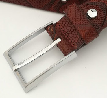Genuine Durable Leather Belt , Snake Grain Long Lasting Leather Belt With Zinc Alloy Buckle