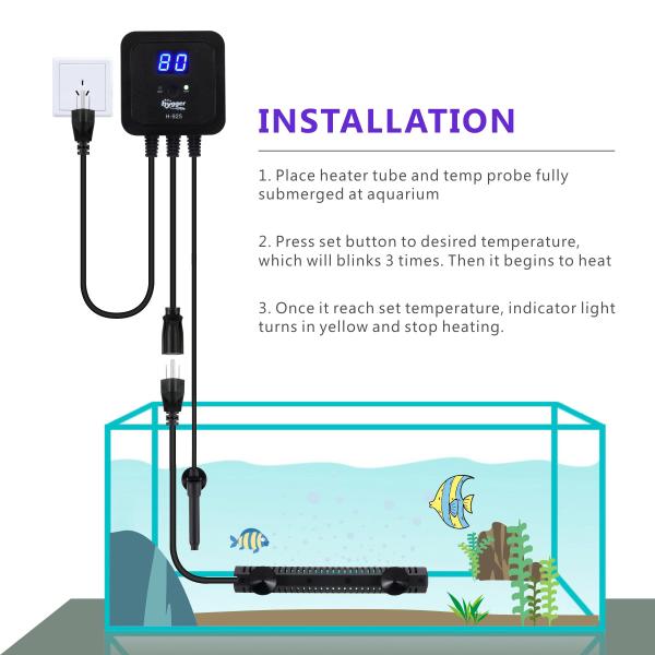 300W aquarium heater with LED digital temperature controller for diving fish tank water heater for 30-60 gallon water tank