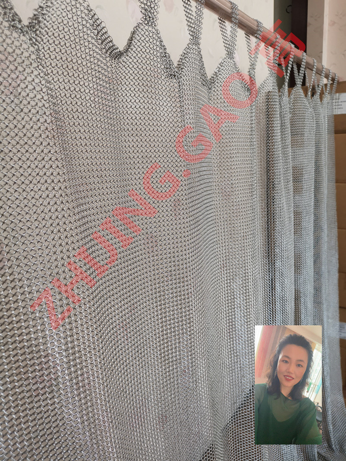 Height 3m Width 8m Titanium Plating Silver Chain Mail Ring Mesh Closure Curtain 0