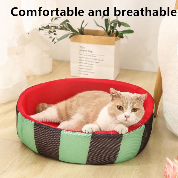 Round Watermelon Cat Bed Sponge Breathable Cushion Medium And Small Dog Golden Dog Nest Becomes A Cat And Kitten Nest