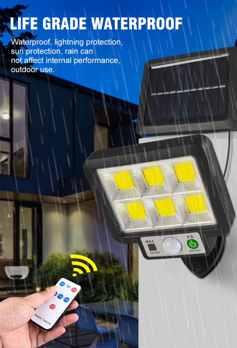 6500K 5m Induction Outdoor LED Lawn Light 72COB Solar Led Wall Light