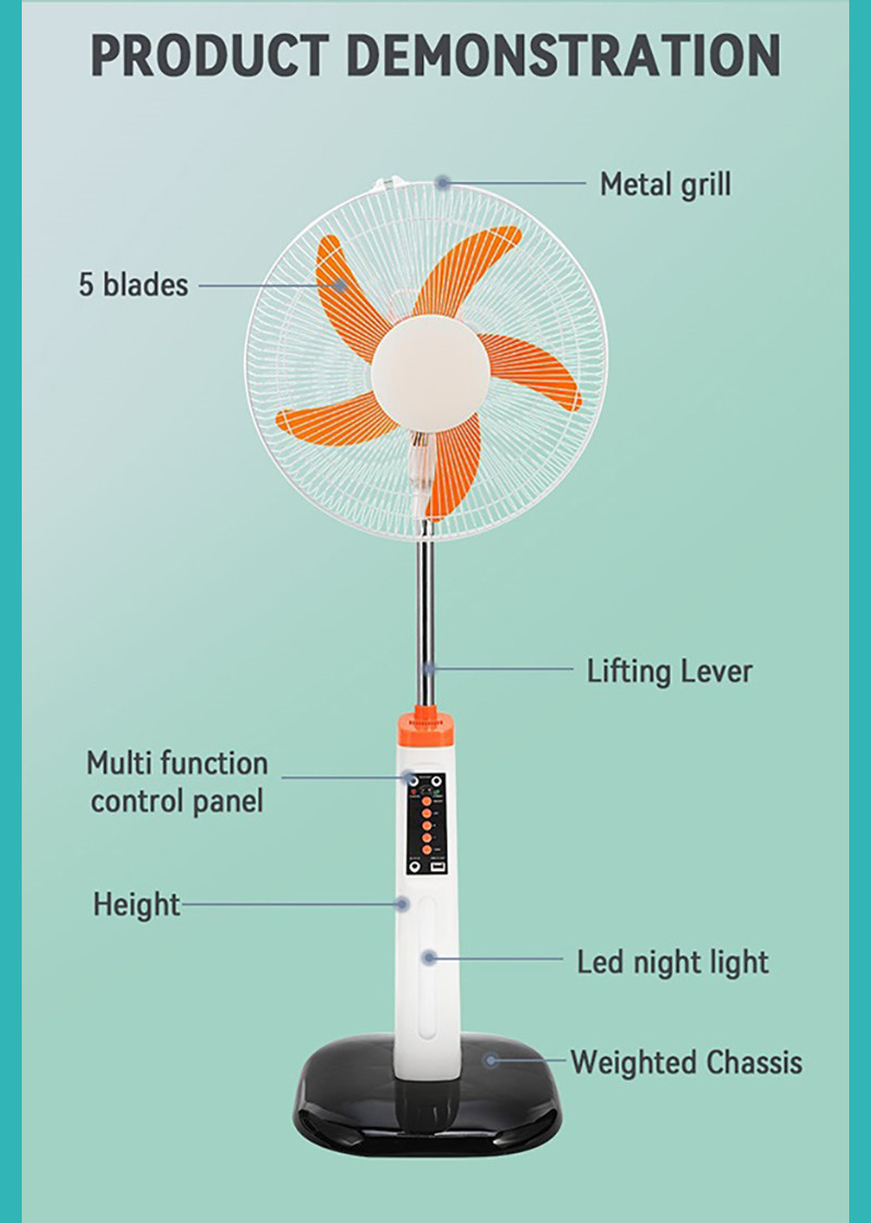 F13 Rechargeable Outdoor Fan Safety Protection Grill Stainless Steel USB LED Bulbs