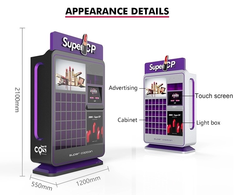 220V Makeup Coin Vending Machine , Self Service Lipstick Vending Machine