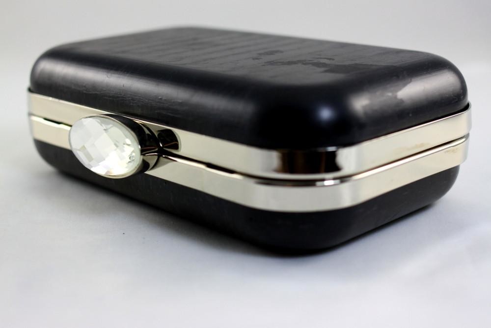 20.5cm Acrylic Closure Silver Oval Box Clutch Frames With Silk Print Logo