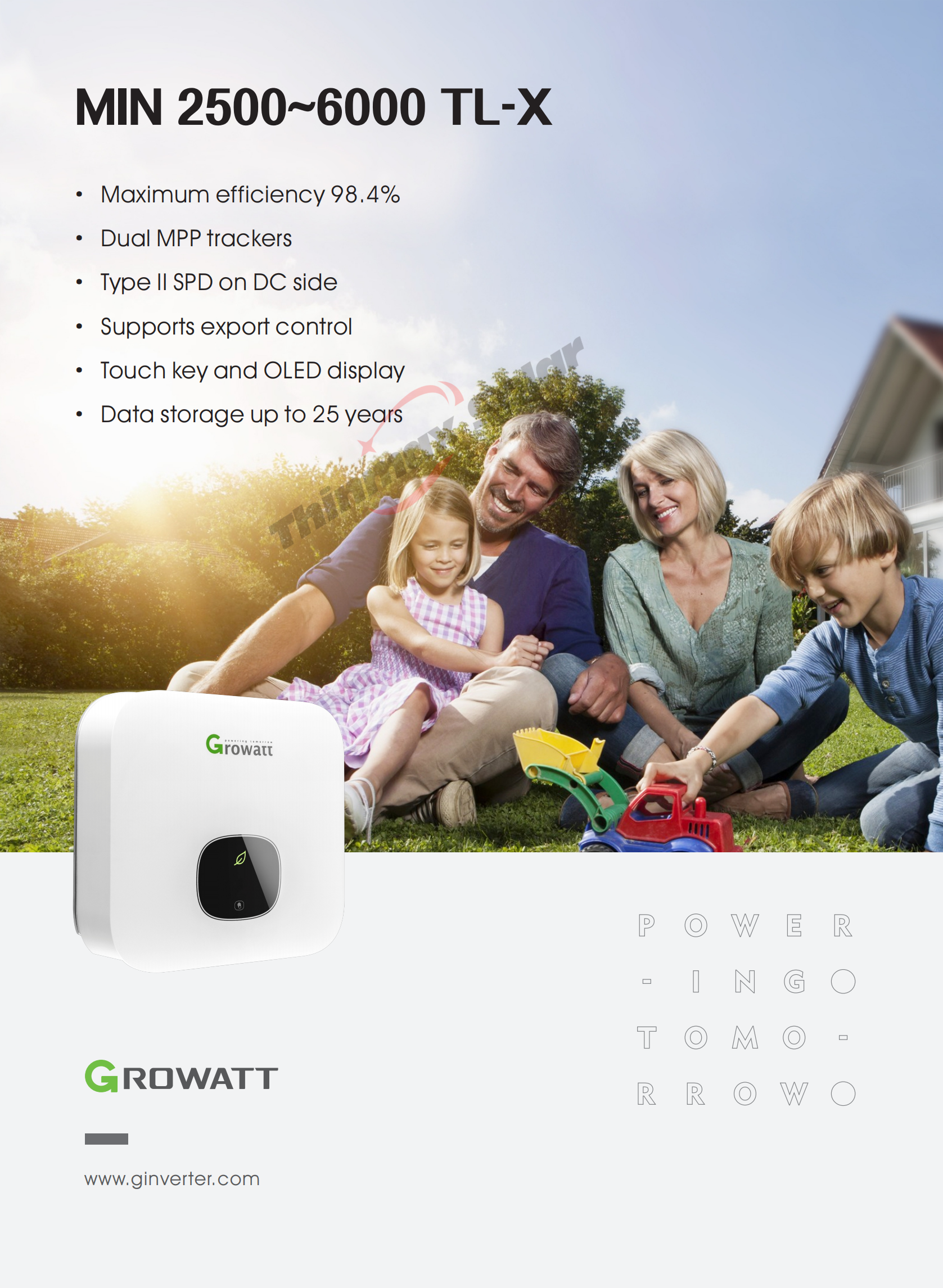Growatt solar energy products MIN 5000TL-X 5KW Single phase on grid MIN 2500~6000TL-X PV Inverter Grid tie solar inverters
