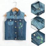 Cotton Kids Denim Clothes Gilet Girls Denim Jacket Sleeveless Fashionable