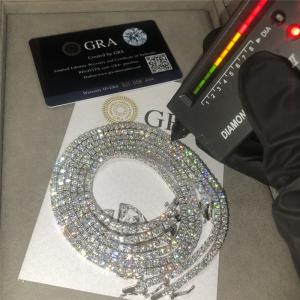 China 5mm 6.5mm Moissanite Tennis Necklace Hand Set Lab Diamond Tennis Necklace wholesale