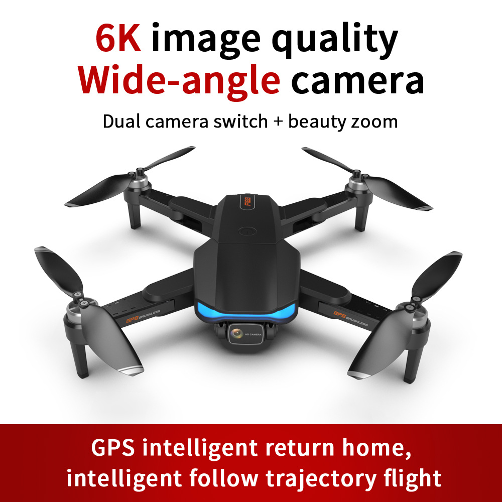 Folding 5G Brushless GPS Drone with 6K HD Camera and 90 Degree Dual Lens Remote Control