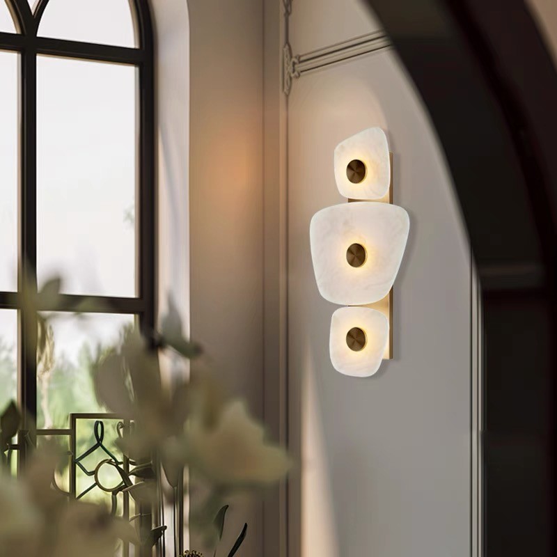 Marble led gold metal indoor decoration wall lamp for hotel