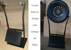 China Black Tire Auto Parts Display Racks With Front Metal Sheet One Tyre Stand wholesale