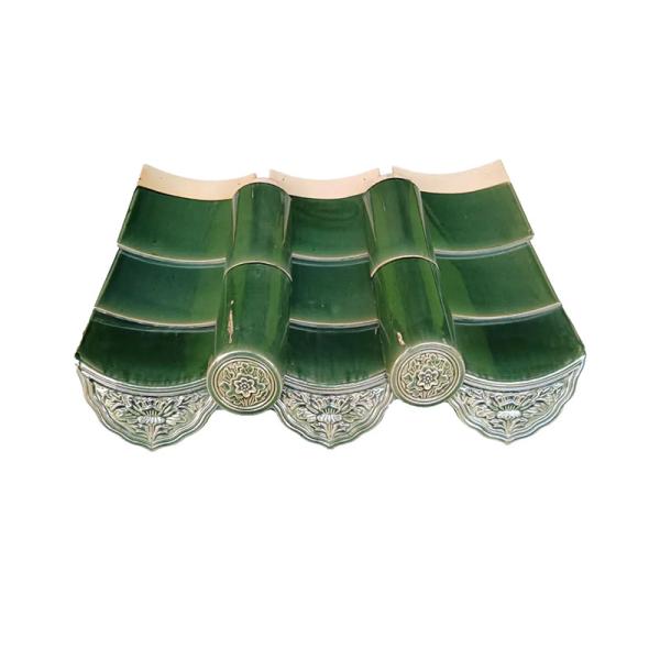 Eco-Friendly Chinese Temple Roof Tile Sustainable Clay Green Pagoda Building