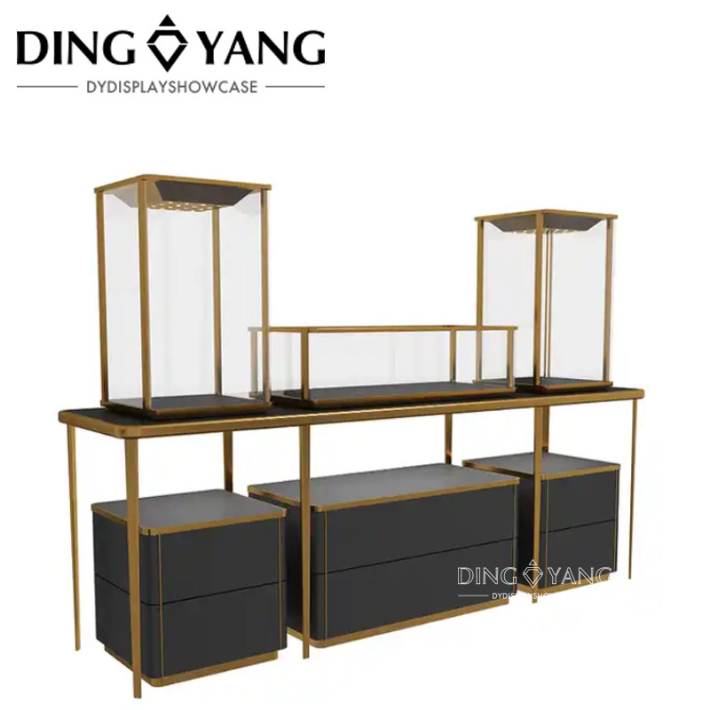 Modern Fashion Glass Exhibition Jewellery Showcase Jewellery Counter With Led Lights