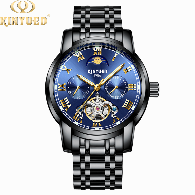 KINYUED stainless steel waterproof automatic mechanical watch luminous mens mechanical watch
