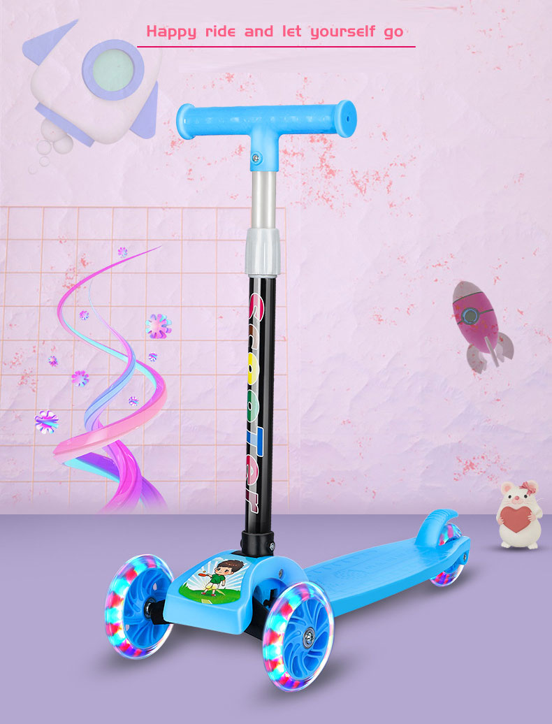 7-9Y Kids Scooter with Adjustable Height and Graffiti Bodywork in Tricycle Style