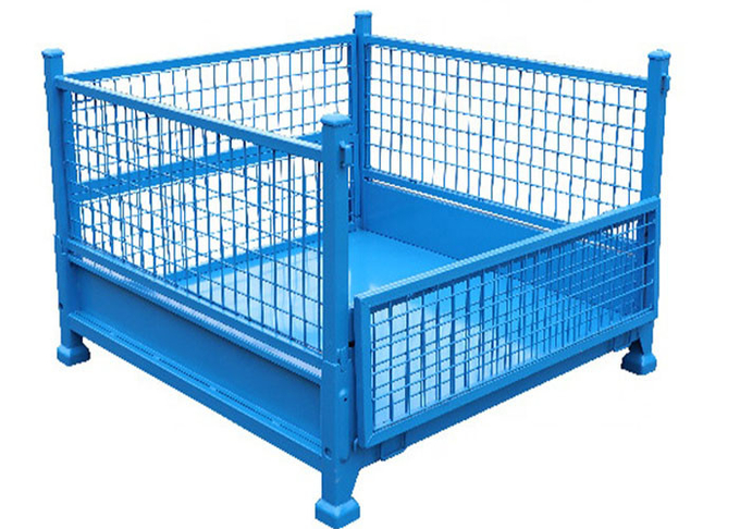 Welded Metal Stillage Pallet With Cage With Mesh Sides And Sheet Steel Base