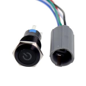 China Aluminum Led 16mm Pigtail Vandal Resistant Push Button wholesale
