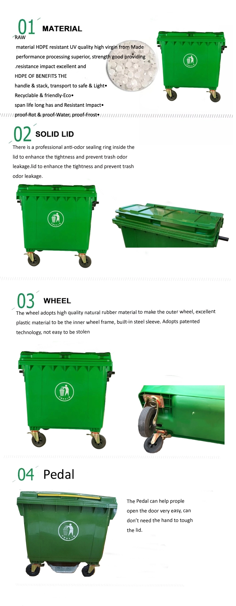 waste management large garbage container dustbin dumpster 1100L