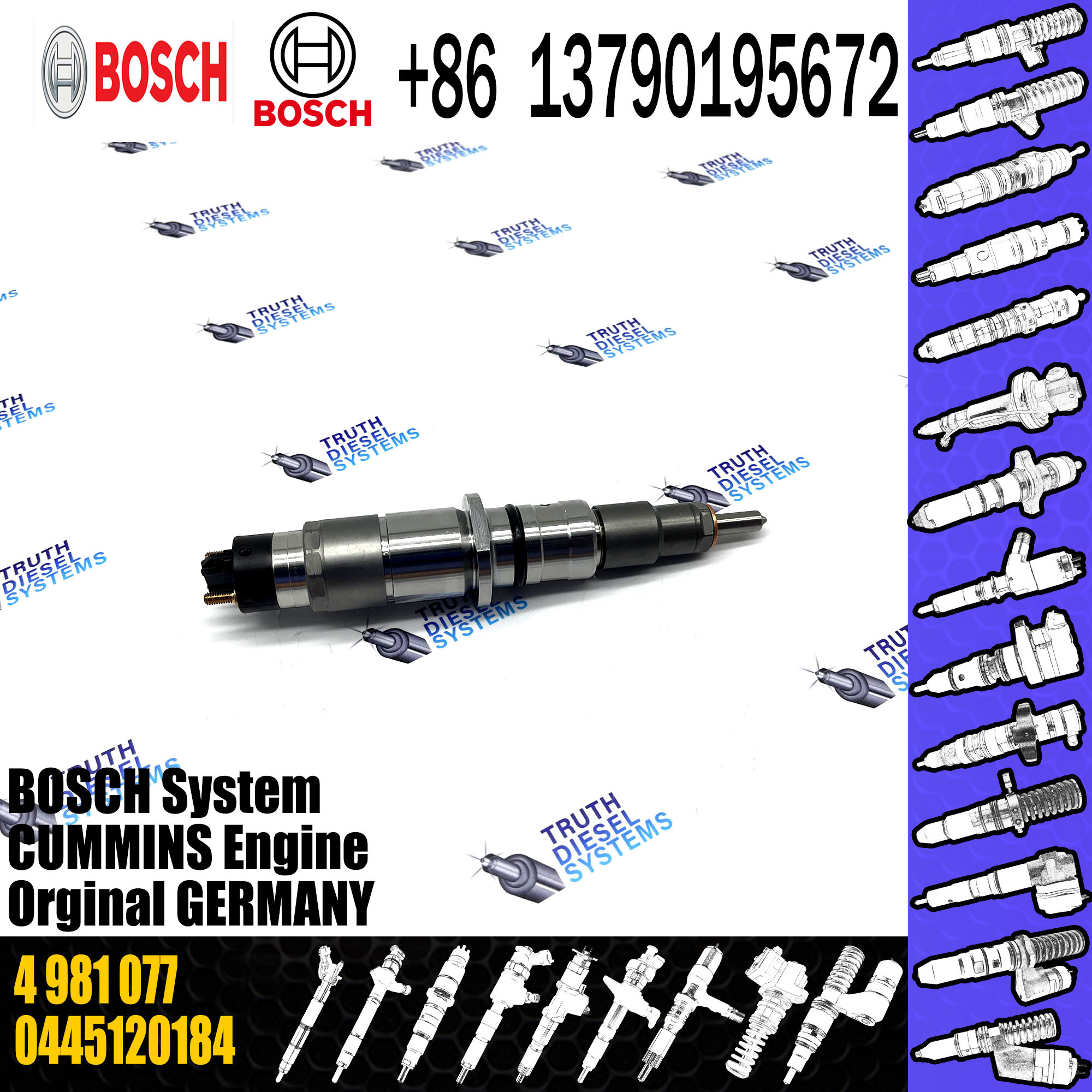 Common Rail Diesel Fuel Injector 0445120184 FOR CUMMINS 4981077 5253221 0445120071