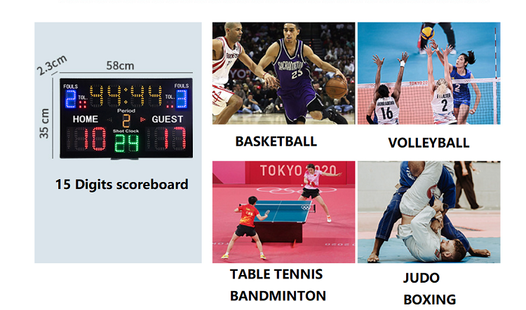 Indoor stadium sport soccer baseball led number football portable digital scoreboard for basketball with 24 second shot clock