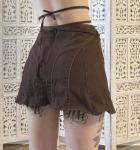 Oem Apparel Manufacturers Women'S Brown Lace Up Denim Culottes Slim Wide Leg