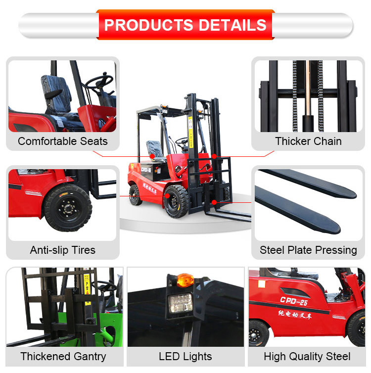 60V 4x4 Powered Forklift Fork-lift Truck 2.5T Full Electric Pallet Stacker Forklift