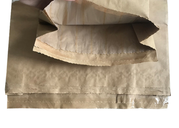 Custom Printing Logo 120g/m2 Multiwall Kraft Paper Bags With Food Grade PE Coating