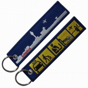 Twill Washable 75% Embroidery Fabric Keychain With Ring