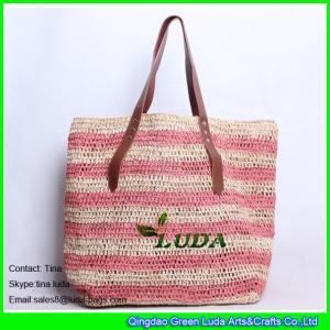 China LUDA striped fabric totes crochet straw raffia bags wholesale