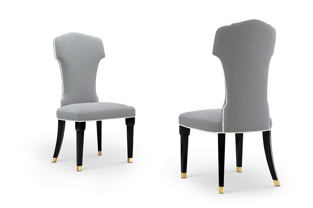 Luxury High End Design Fabric Chair Marble Top Dining Table Set W005D1C-S