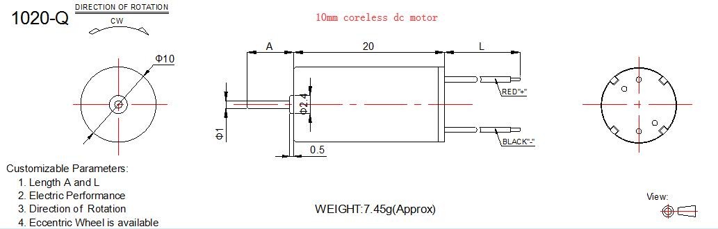 High Torque High Speed 12v DC Motor 25000rpm 10mm Diameter 20mm Length For Robot