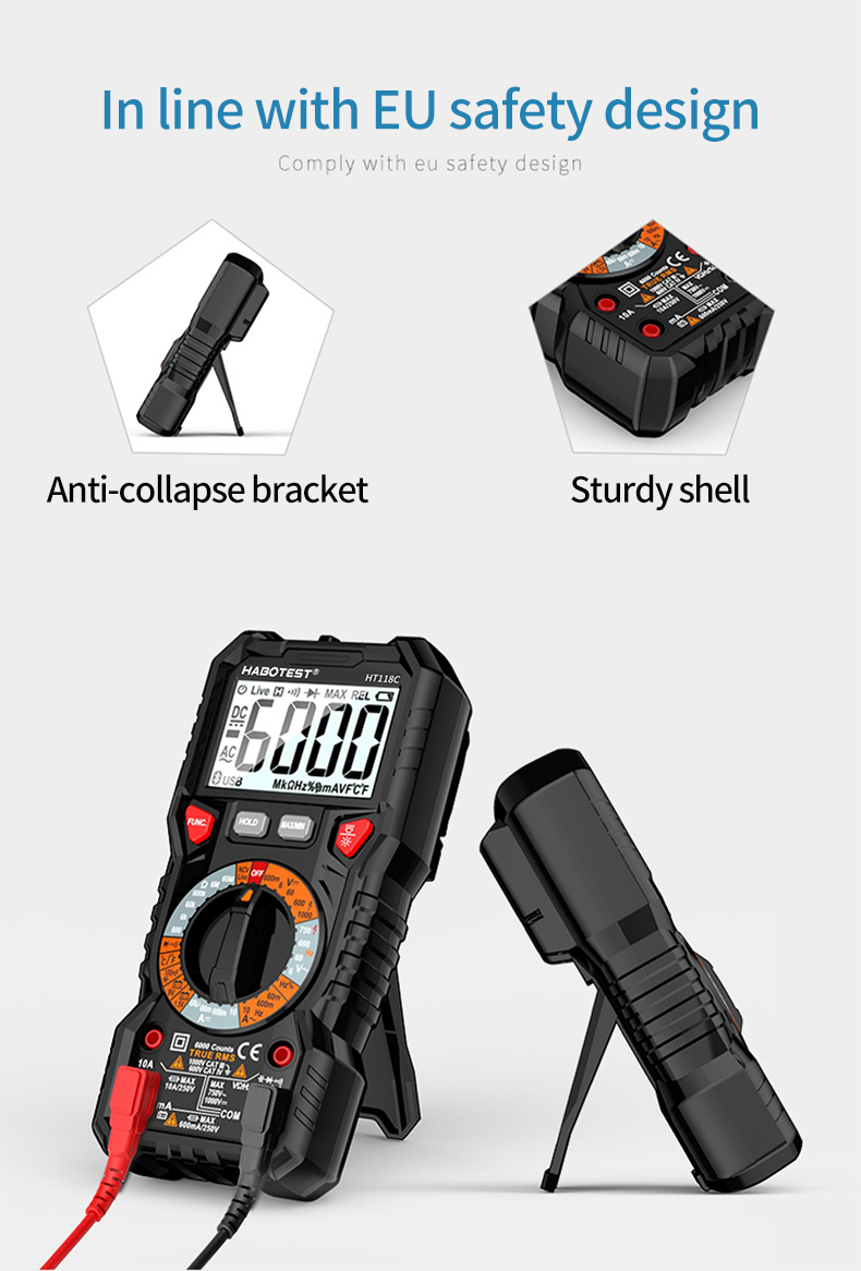 1000V 10A 6000 Counts Handheld Digital Multimeter
