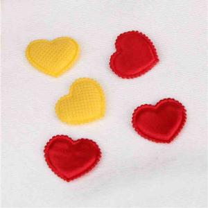 China Red Satin Heart Applique Crafts Garment Embellishments With Trimming wholesale