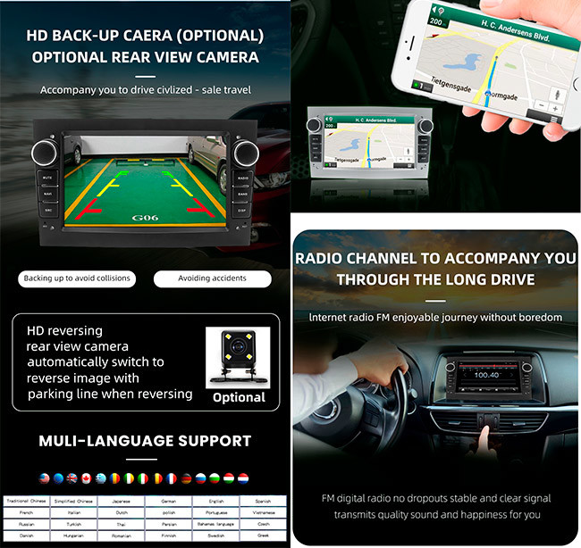Opel70B Opel70G 2 Din Android Car Stereo Car Multimedia Player Hd 1080p ROHS