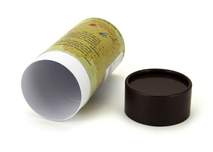 Herb Paper Tube Packaging Flexible Gloss / Matt Lamination Gold Stamping Yellow