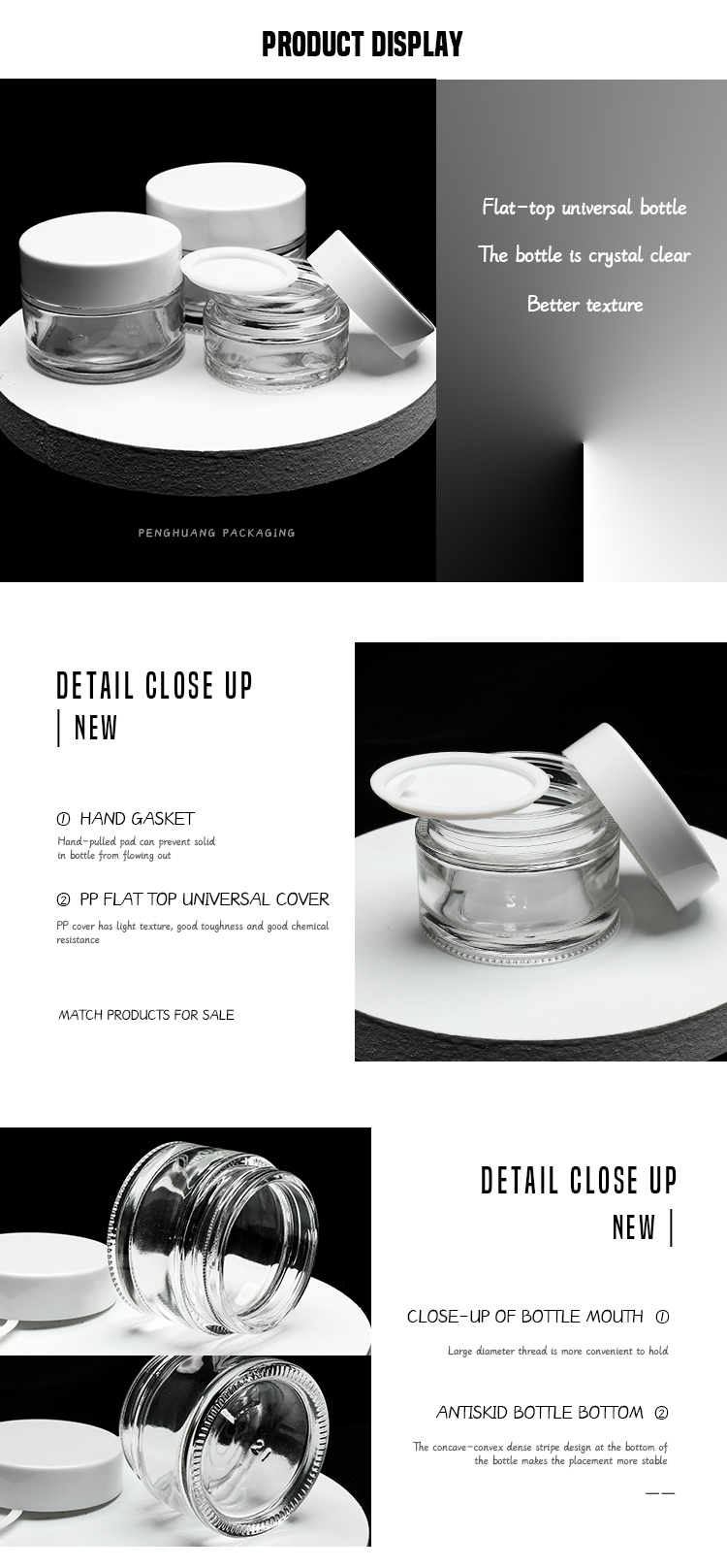 Glass Cream Jar Packaging 20g 30g Cosmetic Glass Cream Jars For Moisturizer Container