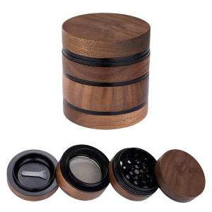 China 4 Piece 2.5 Inch Pollen Catcher Wooden Spice Grinder wholesale