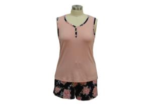 China Funky Comfy Summer Ladies Loungewear Sets Two Piece Sleeveless V Neck Tops wholesale