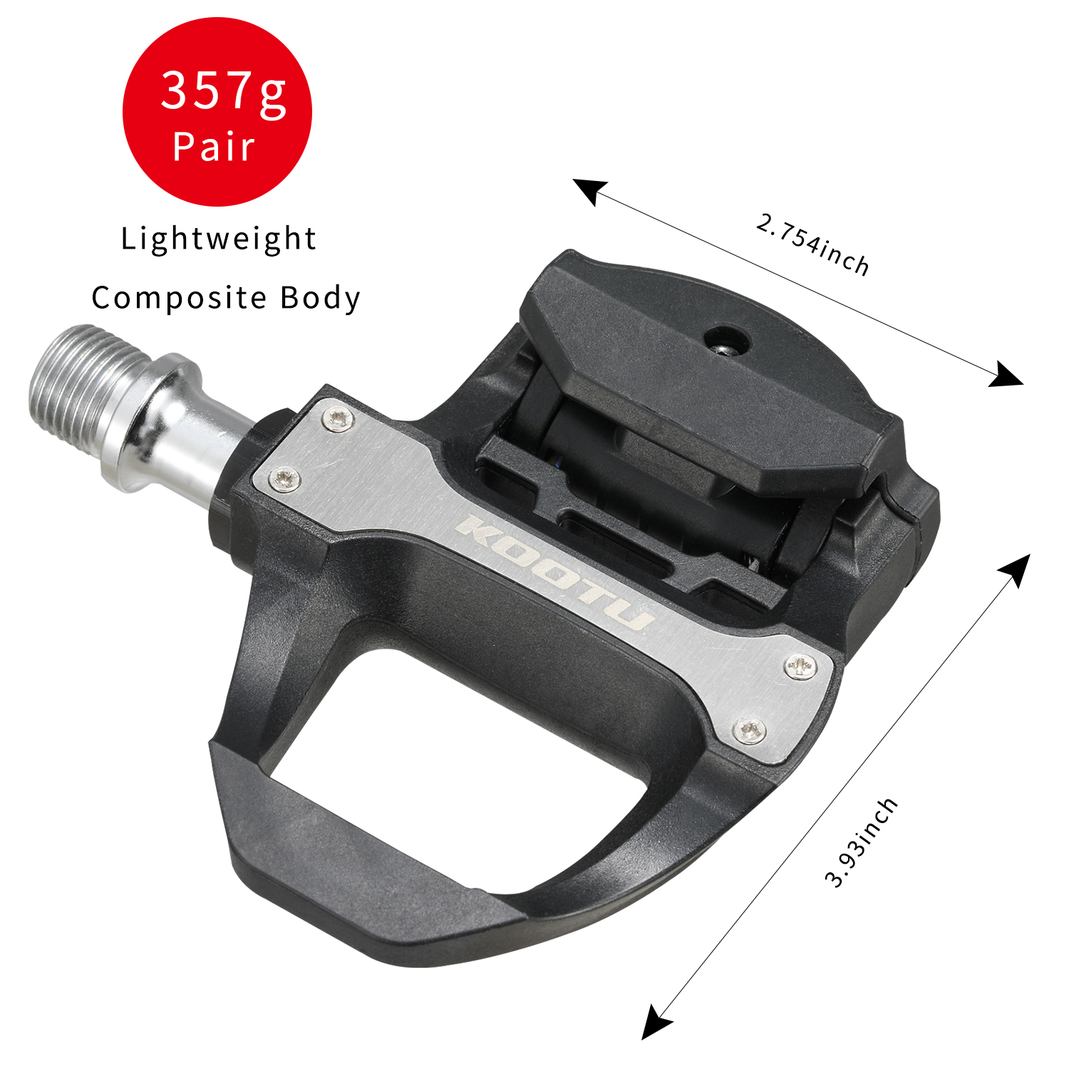 KOOTU Bike Pedals Road Bike LOOK KEO Pedals 9/16'' Bicycle Clipless Pedals